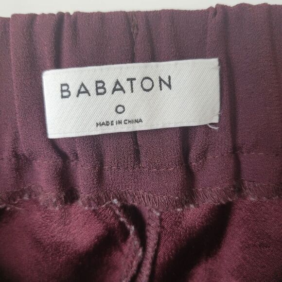 Aritzia Babaton Conan Pant Burgundy White Stripe 0 - Picture 3 of 4
